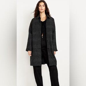 NWOT Old Navy Women's Relaxed Button-Front Mac Coat Plus Size 2X Dark Gray Plaid